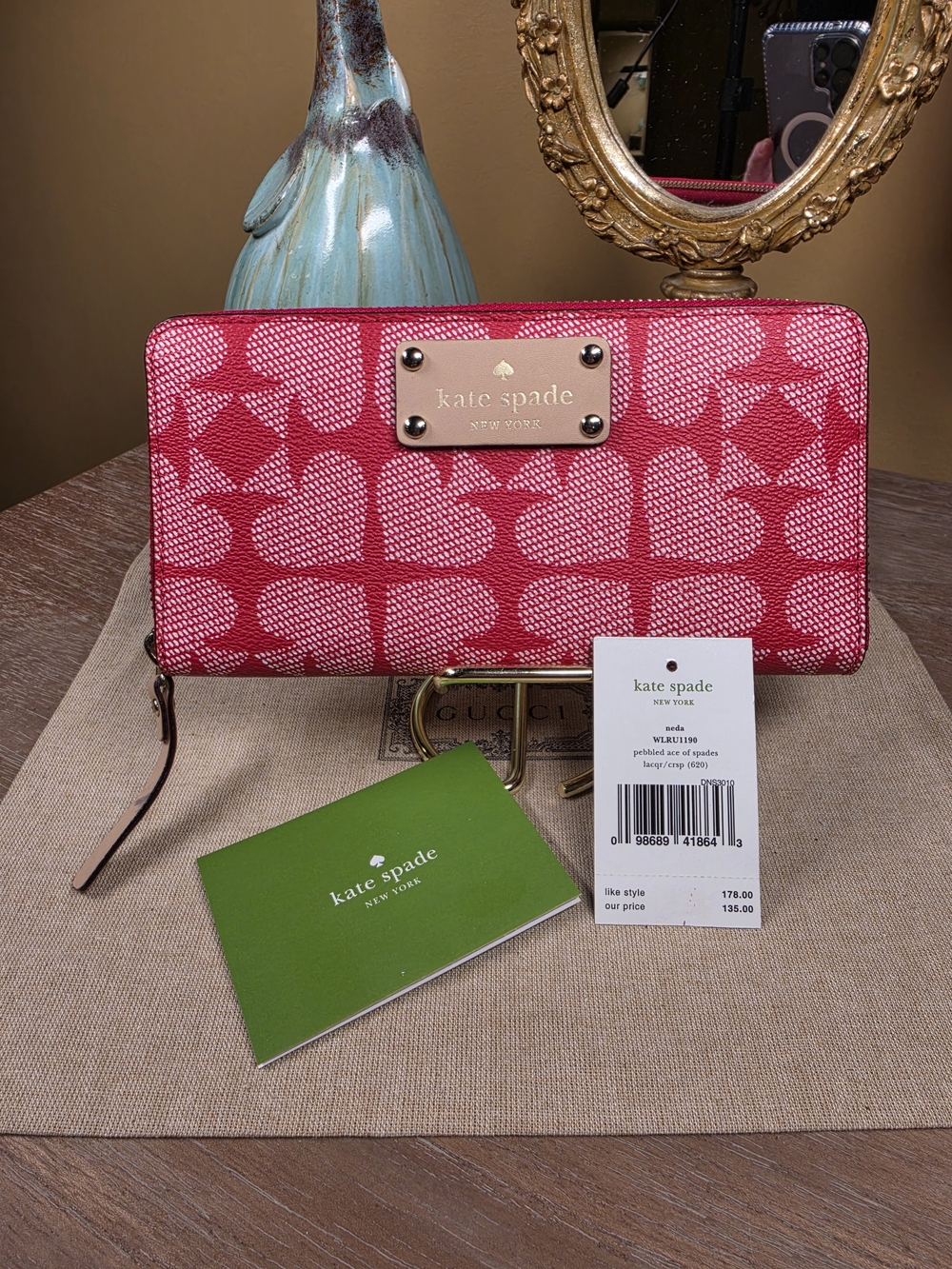 kate spade Ace Of Spades Zip-Around Wallet NWT! (Retail $135)